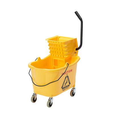 Commercial Side Press Wringer Floor Cleaning Mop Bucket on Wheels, 35-Quart, Yellow