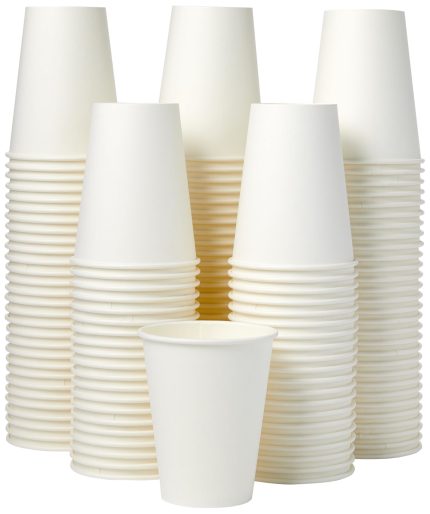 Disposable Coffee Cups, 12 ounces, Paper, 1000 Count (Pack of 1), White